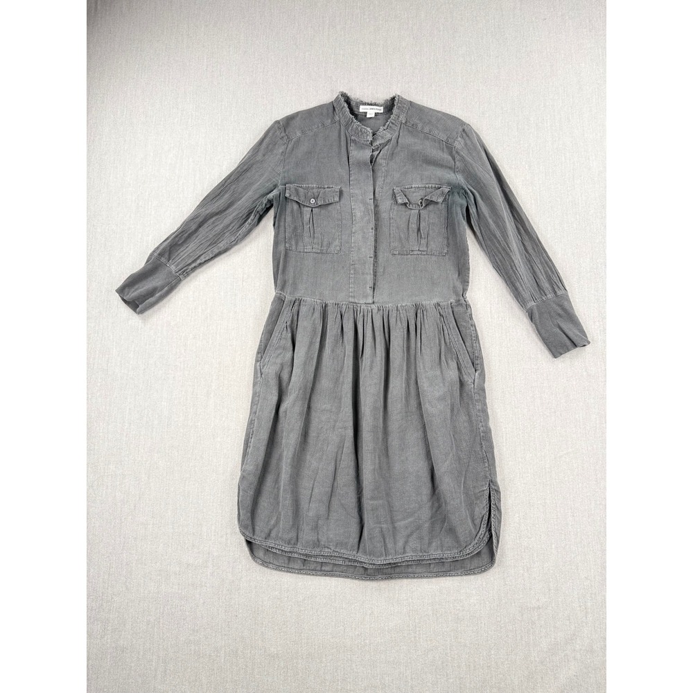 James Perse Standard Gray Utility Shirt Dress Long Sleeve WJB6743 Size 1